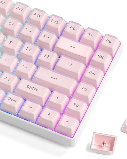 Womier Pink Jelly Keycaps, Mechanical Keyboard for keycaps Set, OEM Profile Key Cap, 113-Key Cute Custom Keycaps for 60%,75%,100% Mechanical Keyboards with Cherry/Gateron MX Switches