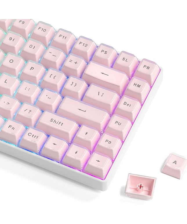 Womier Pink Jelly Keycaps, Mechanical Keyboard for keycaps Set, OEM Profile Key Cap, 113-Key Cute Custom Keycaps for 60%,75%,100% Mechanical Keyboards with Cherry/Gateron MX Switches