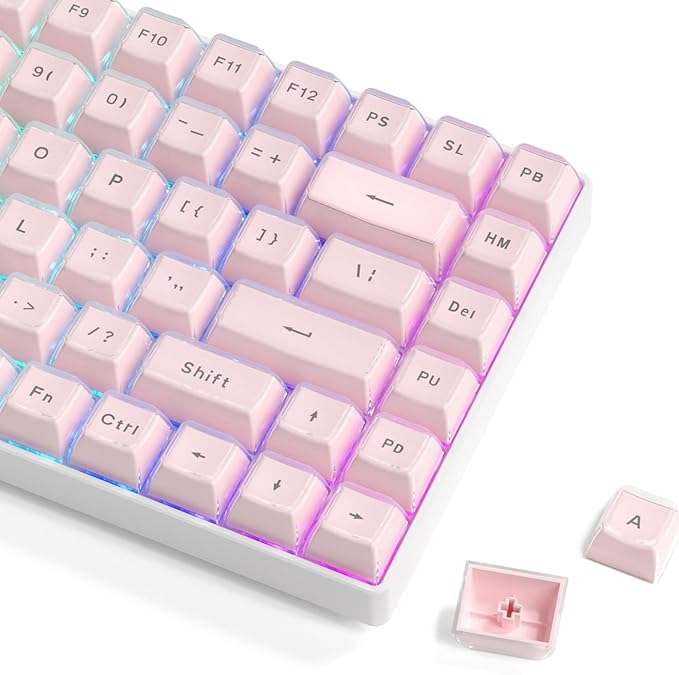 Womier Pink Jelly Keycaps, Mechanical Keyboard for keycaps Set, OEM Profile Key Cap, 113-Key Cute Custom Keycaps for 60%,75%,100% Mechanical Keyboards with Cherry/Gateron MX Switches