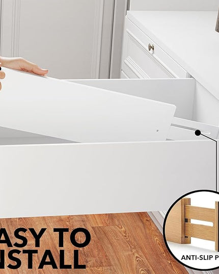 SpaceAid Bamboo 4 Pack Dresser Drawer Dividers, 4.65“ High Adjustable 17“-22” Drawer Organizers, Expandable Organization for Clothing, Clothes, Dressers, White