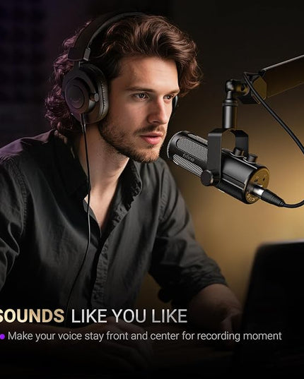 FIFINE Podcast Microphone, USB/XLR Vocal Dynamic Microphone for Streaming, Recording, Broadcast, Content Creator, Studio Microphone for PC with Mute Button, Headphone Monitoring-AmpliTank TANK6