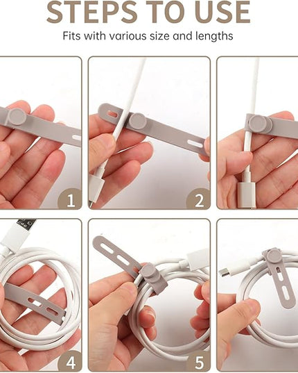 Oligei 25 Pcs Silicone Cable Ties, Cable Ties Reusable, High Elasticity Cord Wraps for Electrical Cords, Cord Organizer for Earphone, Phone Charger(Khaki)