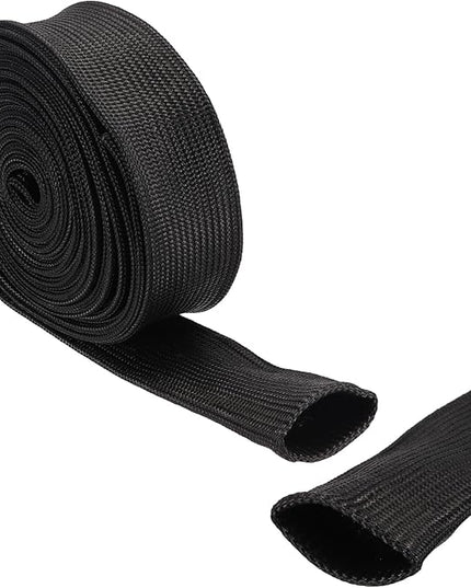 uxcell Insulation Cable Protector,30mm/1.18 Inch-5m/16 Feet High Temp Fiberglass Sleeve Black