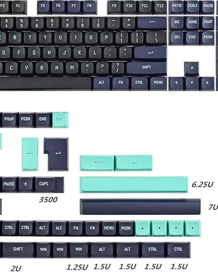 Guffercty kred 160 Keys CSA Keycap PBT Double-Shot Ball Shape Custom Keycaps Set with 6.25u/7u Spacebar for ANSI & ISO Layout Cherry MX Gateron Kailh Switches(Shark-CSA)