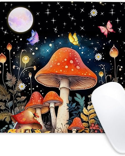 Red Mushroom Square Mouse Pad,Non-Slip Rubber Base Mouse Pad,Home Office Decoration Desktop Accessory, Laptop Mouse Pad for Office Laptops,9.4x7.8x0.12in.