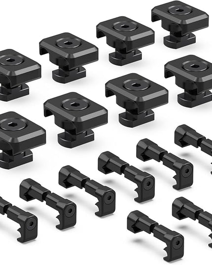 Pressure Switch Cable Management Kit Compatible with M-LOK/Picatinny Rail, Pressure Switch Cable Guides, Cable Clips, Wire Management for Flashlight/Laser, 16 Pack(8 Mlock + 8 Picatinny) - Black