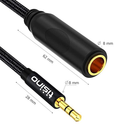 Tisino 1/4 to 3.5mm Adapter, 1/4" Female to 1/8" Male Stereo Audio Adapter for Headphone, Amplifiers, Guitar, Amp etc. - 5ft/1.5m
