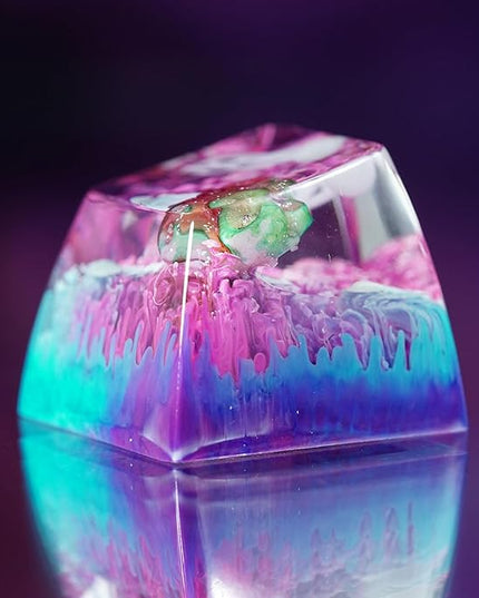 Jellyfish Artisan Keycap Colorful Coral Reef R1 SA Profile Custom Sea Creature Keycaps 1U ESC Handmade Gaming Sea Resin Key Cap Cherry MX Switch Compatible Mechanical Keyboard Jellyfish Lover Gift