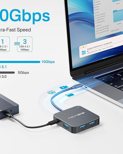 USB C Hub 10Gbps, Multiport Adapter with 4K 60Hz HDMI, 100W Power Delivery, 3 USB A3.1+1 USB-C 3.1 Data Port, USB to HDMI Adapter for MacBook, Dell, Lenovo, Surface, iPad PRO, XPS(Grey)