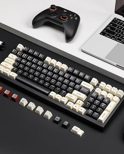 Keycaps- Double Shot PBT Custom Keycap Set, Rome Minimalist Style 161 Keys, Suitable for 65% 75% 80% 98% 100% All Kinds of Mechanical Keyboards with Cross Shaft, with Key Puller