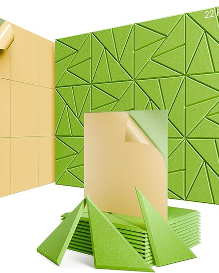 22 Pack Acoustic Panels with Self-Adhesive, 12"X 12"X 0.4"Sound Proof Foam Panels, Sound Panels High Density, Soundproof Wall Panels for Home Studio Office Avocado