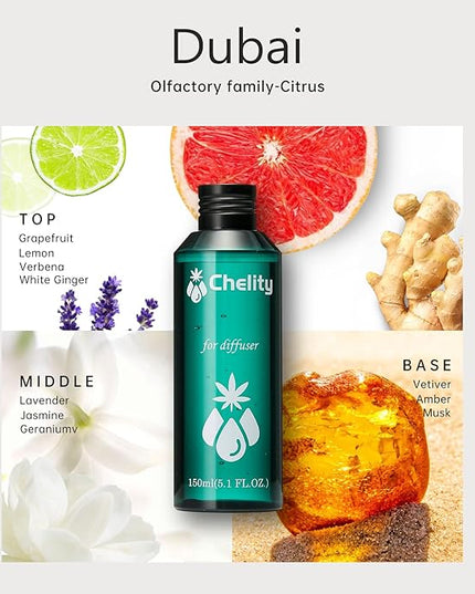 Chelity Hotel Scents Dubai Diffuser Oil, 2.1 Fl Oz (60ml),Home Luxury Aroma & Hotel Fragrance -Essential Oils for Diffuser Oil Refill