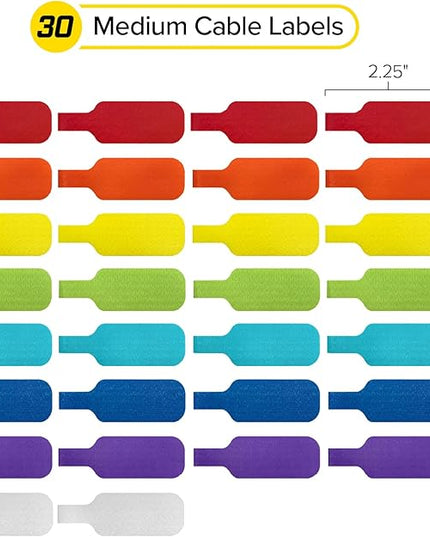 Wrap-It Storage - Cable Labels, Medium, Multi-Color (30-Pack) Write On Cord Tags for Wire Management and Identification