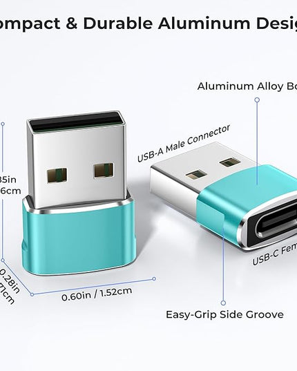 Basesailor USB to USB C Adapter 3 Pack,Type C Female to USB A Male Charger Cable Converter for Apple Watch Ultra iWatch Series 9 7 SE,AirPods Pro 2,iPhone 15 14 13 12 Plus Max,iPad 9 10 Air 4 5 Mini 6