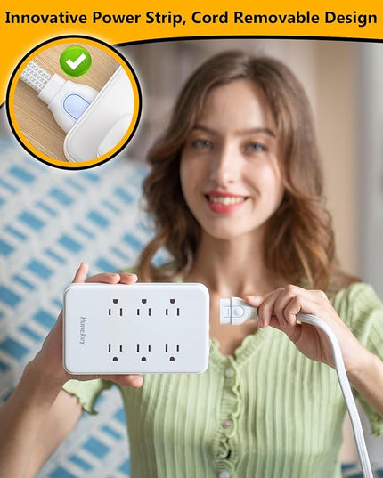 Innovative Power Strip, Cord Removable Design, Huntkey 6 Outlets Surge Protector with 4 USB Ports (2 USB-C, 2 USB-A), ETL Listed, Customize Cord Length