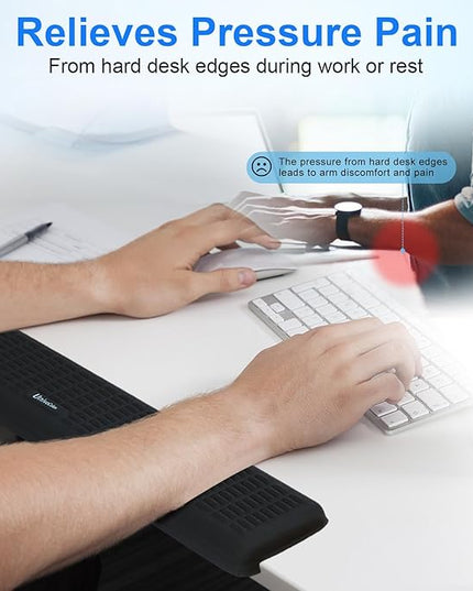 UnivoColors PostureUp L-Shaped Desk Long Wrist Rest Elbow, Non-Slip, Memory Foam, Desk Edge Support, Ergonomic Design for Long-Hour Work (23.6 * 3.9 inch One-Piece Design,Purple)