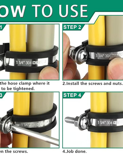 OURU 20pcs 1 Inch Stainless Steel Cable Clamps, Rubber Coated, Black