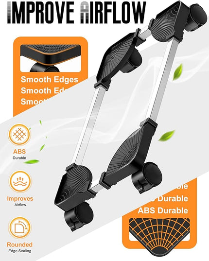 Computer Tower Stand, Adjustable Mobile CPU Stand with Rolling Caster Wheels, Premium PC Tower Stand Holder for Floor Carpet Gaming PC Case