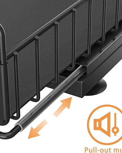 Under Sink Organizer, Single Tier Metal Pull Out Sliding Drawer Shelf for Kitchen Bathroom Cabinet Storage, Sturdy Rack – Black