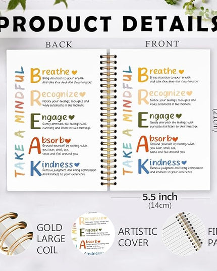 dvhdajed Mental Health Take a Mindful Break Spiral Notebook, Therapy Anxiety Relief Journaling Notebooks, Therapy Journal Notebooks for Women, Psychologist Office School Supplies Gifts, 5.5x8.3 In