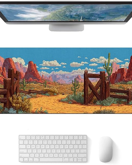 Gaming Mousepad Mouse Pad 31.5 x 11.8 Inch Western Canyon Desert Art Design and Smooth Diatomite Large Keyboard Desktop Mat XL Mouse Pad for Home and Office Desk Accessories