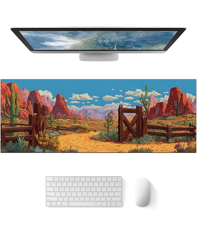 Gaming Mousepad Mouse Pad 31.5 x 11.8 Inch Western Canyon Desert Art Design and Smooth Diatomite Large Keyboard Desktop Mat XL Mouse Pad for Home and Office Desk Accessories