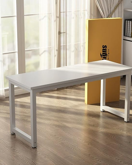 Tribesigns Computer Desk, 55 inch Large Office Desk Computer Table Study Writing Desk for Home Office, White + White Leg