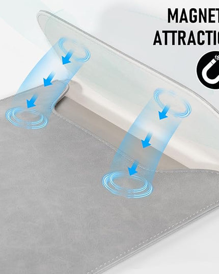 Allinside 13 inch Laptop Sleeve Case for MacBook Air 13 2018-2025/MacBook Pro 13 2016-2022, Waterproof PU Leather Laptop Sleeve Bag Protective Vertical Case Cover, Gray