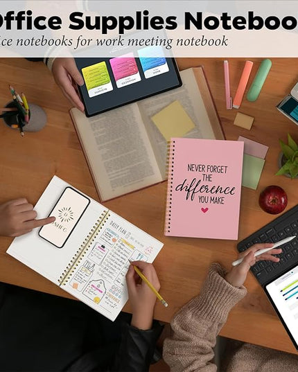 DSHFG Pink Notebook Journal for Women Employees Gifts, Notebooks for Work Office Supplies, Appreciation Gifts Thank You Gift, Spiral Notebook, Never Forget The Difference You Make, 5.5x8.3