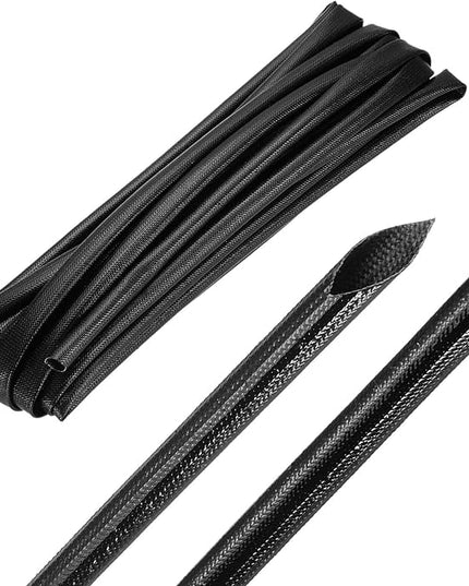 MECCANIXITY 20ft Braided Cable Sleeve, 9/32" ID 200C High Temperature 1500V Fiberglass Wire Insulation Cord Protector Organizer Wires Management for Motor Engine Fuel Line, Black