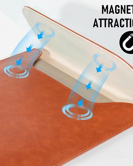 Allinside 13 inch Laptop Sleeve Case for MacBook Air 13 2018-2025/MacBook Pro 13 2016-2022, Waterproof PU Leather Laptop Sleeve Bag Protective Vertical Case Cover, Brown