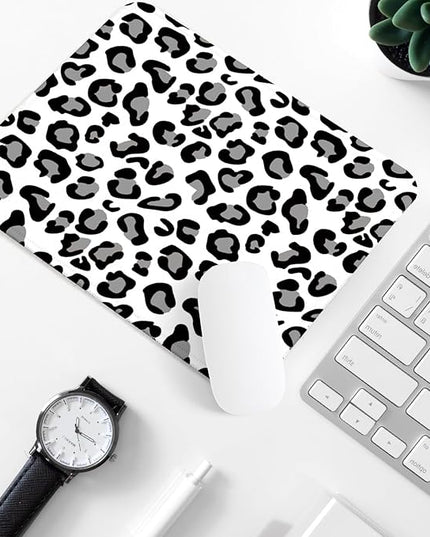 Snow Leopard Print Square Mouse Pad,Non-Slip Rubber Base Mouse Pad,Home Office Decoration Desktop Accessory,Laptop Mouse Pad for Office Laptops,9.4x7.8x0.12in