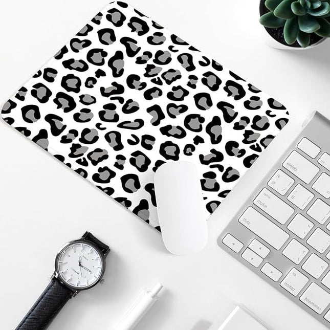 Snow Leopard Print Square Mouse Pad,Non-Slip Rubber Base Mouse Pad,Home Office Decoration Desktop Accessory,Laptop Mouse Pad for Office Laptops,9.4x7.8x0.12in