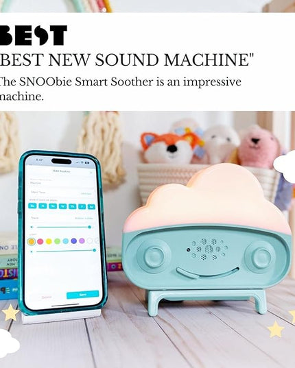 Happiest Baby SNOObie Smart White Noise Machine - Portable Baby Sound Machine with Night Light - 12 Soothing Sounds for Sleep Training, Teal