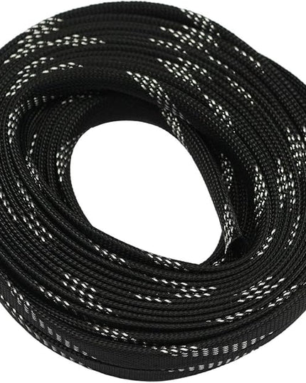 30ft PET Expandable Sleeving Wire Cable Sleeve (3/5", Silver&Black)