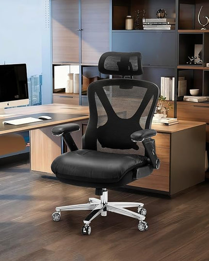 750lbs Big and Tall Office Chair,Heavy Duty Office Chair with 5D Flip Arms and Adjustable Lumbar Support, Ergonomic Mesh High Back Desk Chair, Ergonomic Executive Home Office Computer Chair