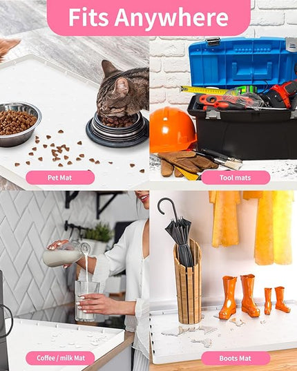 Sdpeia Under Sink Mat 28"×22" Waterproof Silicone Cabinet Liner & Sink Protector for Kitchen & Bathroom, Multi-Purpose Organizers Tray for Pets, Laundry, Cat Litter Mat, White