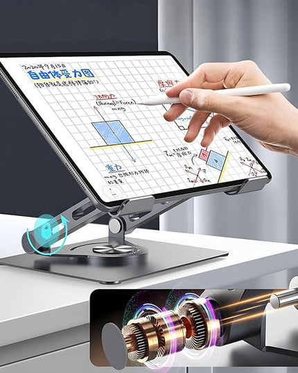 360° Rotating Tablet Stand - Adjustable iPad Tablet Holder for Desk, Foldable iPad Swivel Stand for Home & Office (Slate Gray)