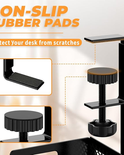 Under Desk Cable Management Tray, 15.7'' No Drill Steel Desk Cable Organizers, Wire Management Tray Cable Management Rack (1 Pack-Black)