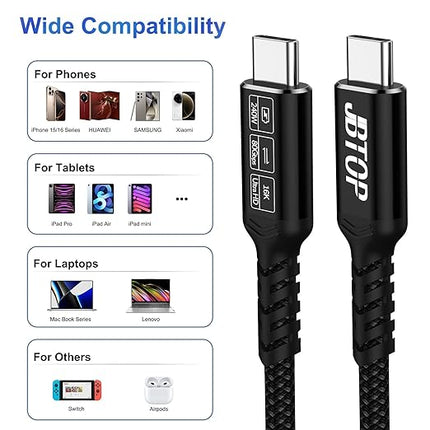 USB Data Cable(3.3FT, 2packs) 80Gbps Data Transfer, Bandwidth for 16K/Dual 8K, 240W, Braided USB C Video Cable Compatible Thunderbolt 4/5, SSD, MacBook M4 Pro,Dock,eGPU/USB 4 Monitor