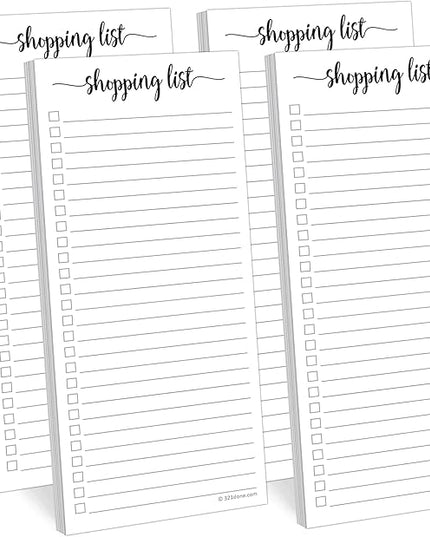 321Done 4-Pack Shopping List Notepad, 3.7x8.5 - Made in USA, Handheld Grocery List, Store, Market - Pad for Planning, Organizing, Meal Prep