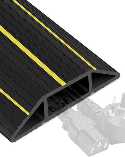 6.5Ft Cord Cover Heavy Duty Cable Protector 3 Channels Contains Cords, Cables and Wires, Easy to Unroll-Conceal Wires of Home, Office, Warehouse, Workshop, Concerts or Other Outdoors Surround (6.5Ft)