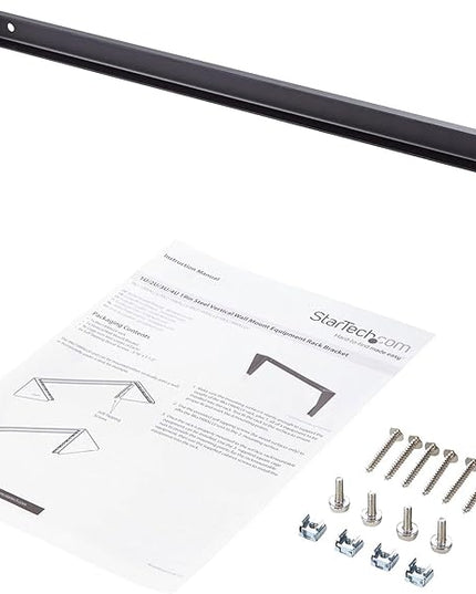 StarTech.com 1U Wall Mount Patch Panel Bracket – 19 in – Steel - Vertical Mounting Bracket for Networking and Data Equipment, TAA (RK119WALLV)