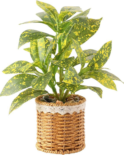 Nubry Fake Plants Artificial Potted Plants with Weaved Pot for Shelf & Table Desk | Perfect for Home Office Bathroom Farmhouse Room Coffee Table Decor 10‘’