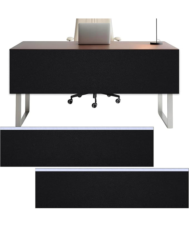 Under Desk Privacy Panel, 62"x15" Self-Adhesive Modesty Screen, Heavy Duty Canvas Skirt for Easy Privacy on Sit-Stand Desks in Home Studio & Office, Black (2-Pack)