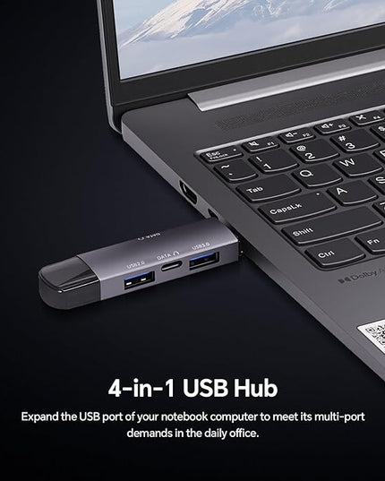 CHONCHOW USB Hub for Laptop, Aluminum 4 Ports USB Hub 3.0 USB Splitter Ultra-Slim Data Hub, USB Extender USB Multiport Adapter USB C Hub for Laptop,PC,Mac,Printer,Flash Drive,Mobile HDD,Phone and More