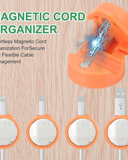 PATIKIL Cable Organizer Holder, 12Pcs Magnetic Spring Desk Cable Management Clips Adhesive Cord Keepers for Office Desktop Wall, Orange/Blue/Purple