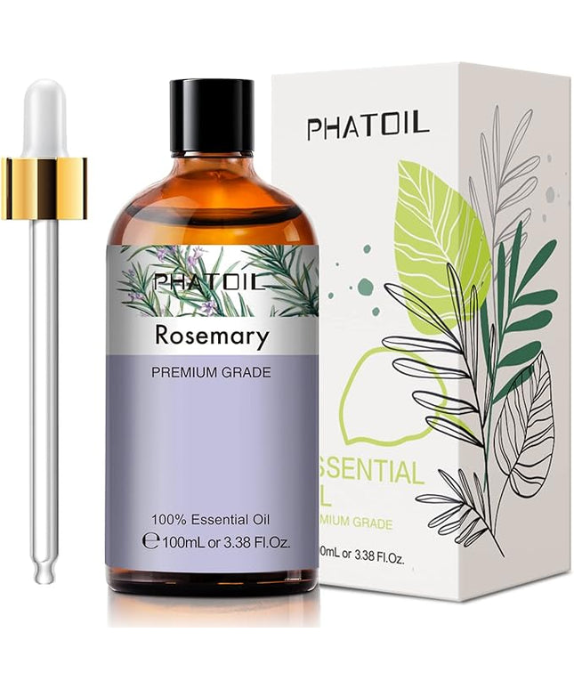 PHATOIL 3.38FL.OZ Rosemary Essential Oil, for Aromatherapy Diffusers, Humidifiers, Great for DIY Candle and Soap Making, Huge 100ML Bottle