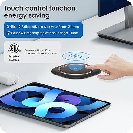 ANNQUAN Motorized Pop Up Countertop Receptacle with 15W Wireless Charger,Max 20W Power Delivery,3.15" Automatic Pop Up Electrical Outlet with 4 Outlets 4 USB Ports for Home Office Kitchen