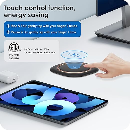 ANNQUAN Motorized Pop Up Countertop Receptacle with 15W Wireless Charger,Max 20W Power Delivery,3.15" Automatic Pop Up Outlet,4 Outlets,4 USB 3FT Cord